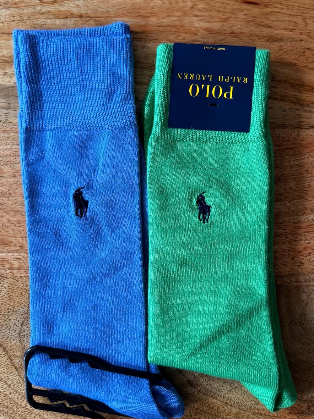 Polo by Ralph Lauren Blue and Green Embroidered Dress Crew Socks (2-Pack)